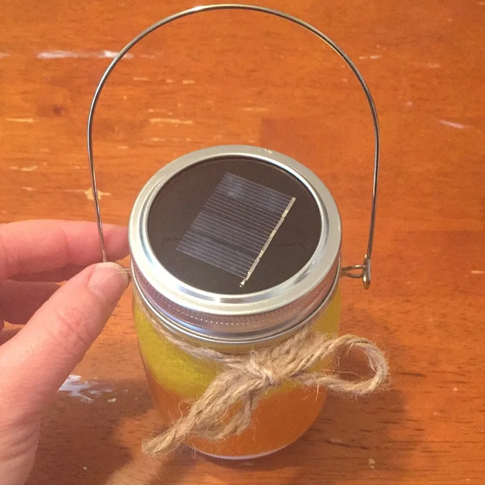 Handmade- hand painted Candy Corn solar jar lantern